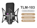 TLM-103 XLR Condenser Microphone Professional Super Cardioid Mic for Recording Podcasting Voice Over Streaming Home Studio