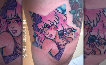 Samantha Newark Jem and the holograms Jem tattoos Truly outrageous #samanthanewark #jem #jerricabenton #jemandtheholograms #popculture #iconiccartoons #80s  #tattoos #jemtattoos

