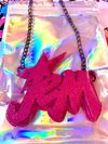 HOT PINK SPARKLY JEM chunky necklace! 