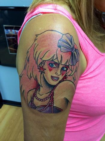 Samantha Newark Jem and the holograms Jem tattoos Truly outrageous #samanthanewark #jem #jerricabenton #jemandtheholograms #popculture #iconiccartoons #80s  #tattoos #jemtattoos
