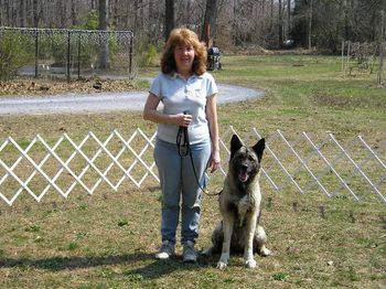 Debbie and one of her four-legged daughters, Meeko
