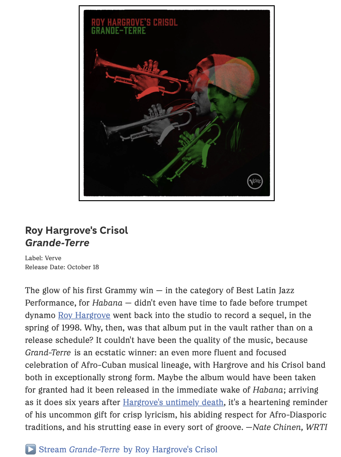 GrandeTerre voted NPR Music's 50 Best albums 2025