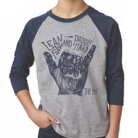 Kids Baseball 3/4 Sleeve Shirt | The 14ers Navy/Grey Shaka | Unisex 3/4 Sleeve