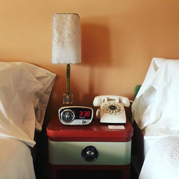 retro alarm clock and telephone
