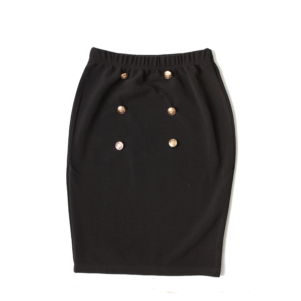 Black pencil skirt with gold buttons hotsell