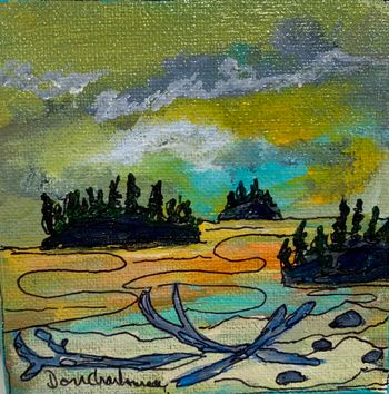 new..."Agawa Islands/Lake Superior...4"x4" acrylic on canvas...$50.00 ...view from Agawa Bay Provincial Park
