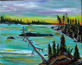 Title: "Early Evening Magpie River" This painting is sold.
