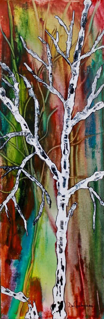 Sold ...Winter Birch series...12"x36" acrylic on canvas with 11/2 gallery wrapped sides $295.00.00 + shipping
