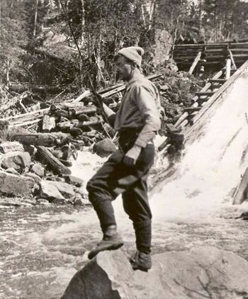 Thomson fishing at the Tea Lake dam.
