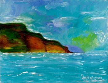"Old Woman Bay" 8x10 acrylic on canvas board. North of Superior SeriesOld Woman Bay is another place of power on the Superior Coast. There's a lot of energy surrounding this beautiful place. This painting comes with a frame and is ready to hang. It sells for  $125.00 plus shipping
