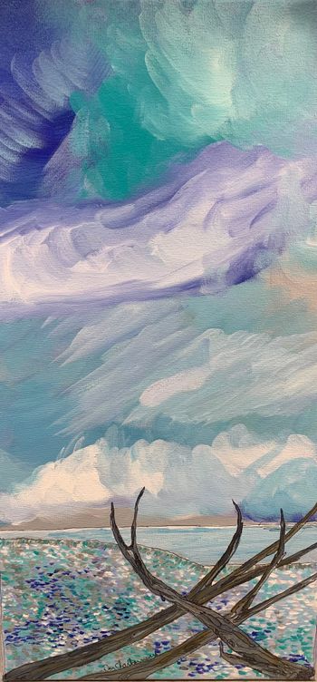 new...“Winter Terrace Bay” 10”x20”…acrylic on canvas…$200.
