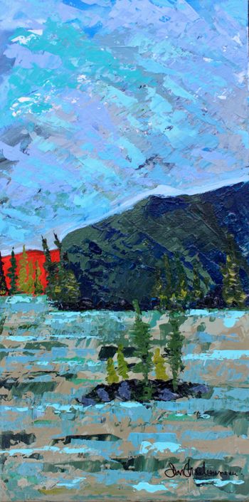 New...Red Sky/Lake Superior...10''x20'' acrylic on canvas....$195.00
