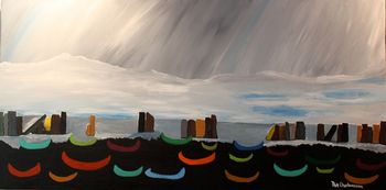  Title: "Soul Migration" 24x 48'' acrylic on canvas gallery painted sides.Sold
