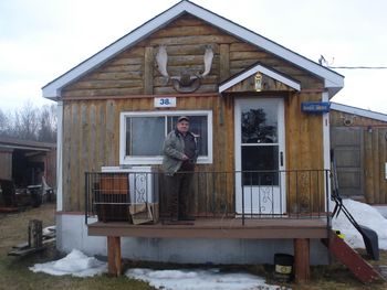 Peter Domich at his cabin in Hawk Junction


