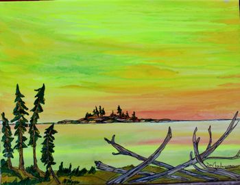 Sold... New..."Bathtub Island Lake Superior Series...12'x16''...acrylic on canvas $225.
