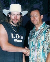 Played roadie for Scott Burns as he opened Toby Keith's show. Hanging out with Toby backstage 1997
