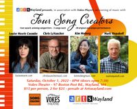 Arts Wayland presents: Four Song Creators with Louise Mosrie Coombe, Chris LaVancher, Kim Moberg and Mark Stepakoff