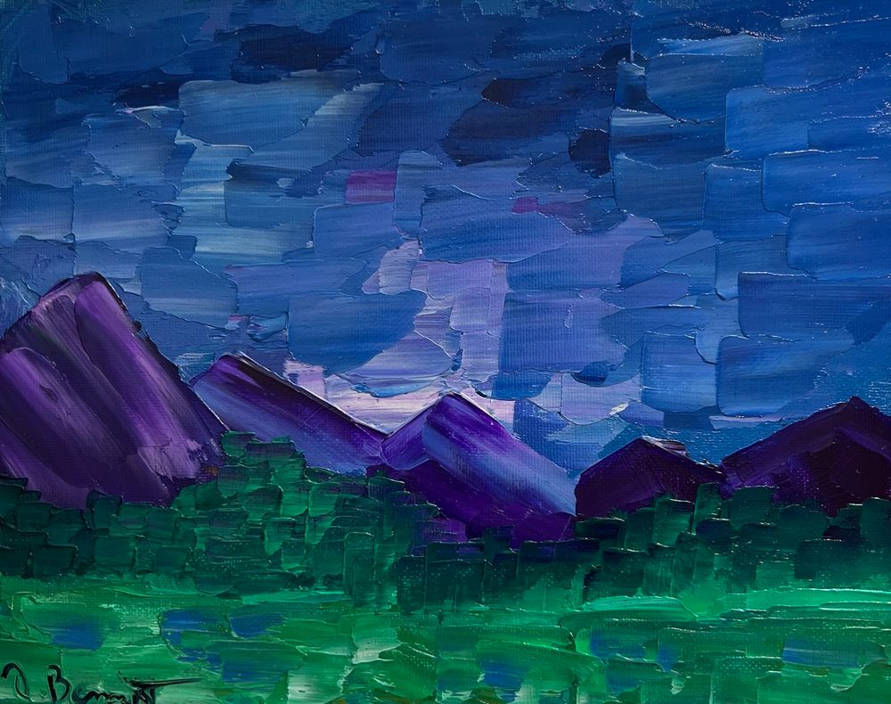 Purple Mountain Skies - 8 x 10 Oil on Canvas Panel - 2023