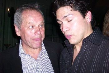 AARON CARUSO AND WOLFGANG PUCK DISCUSSING THE FINER POINTS OF STRUDEL IN LAS VEGAS
