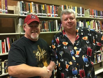 John Bartus with Florida Roadkill author Tim Dorsey, 2017
