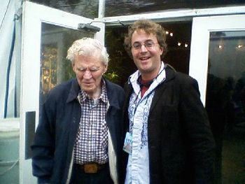 with Doc Watson backstage at the Hardly Strictly Bluegrass Festival 2010
