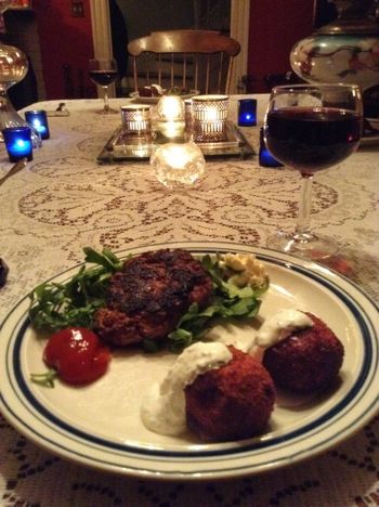 Meatloaf Hambuger and Turkey Risotto Arancini with Chive Sour Cream
