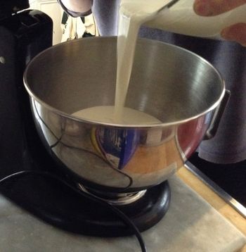 Cultured Cream into the Mixer Bowl
