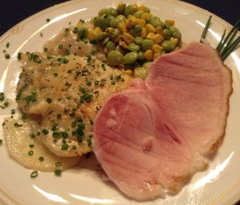 Hickory Smoked Easter Ham, Potatoes Gratin and Succotash
