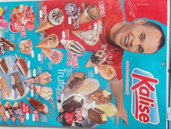 Barcelona's Iniesta as the poster boy for Kalise ice cream ..mmm yummy ..makes you want one eh
