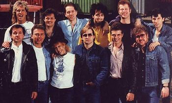 The second shot from the "Jersey Artists For Mankind" cover.  Next to Carolyne is Southside Johnny Lyon--both were among the vocal soloists.
