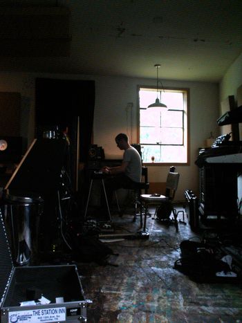 Jason Goforth playing Pedal Steel in the studio
