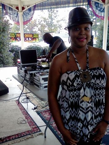 MS. CRYSTAL GETTING READY TO PERFORM AT THE 2012 DIXIE CLASSIC FAIR(BLACKSMITH DJ in the background).
