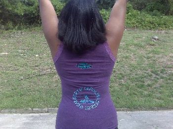 MS. CRYSTAL aka BONITA SENORITA wearing LADY SOUL NORTH CAROLINA STREET HEAT PURPLE TANK TOP(Back view)
