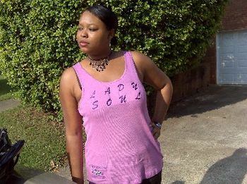 MS. CRYSTAL wearing LAVENDER LADY SOUL TANK TOP
