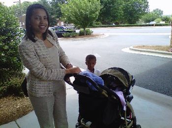 FIRST LADY MONICA RIVERS(FIRST LADY), son CORREY, & newborn daughter in baby bassinett SPRING 2010
