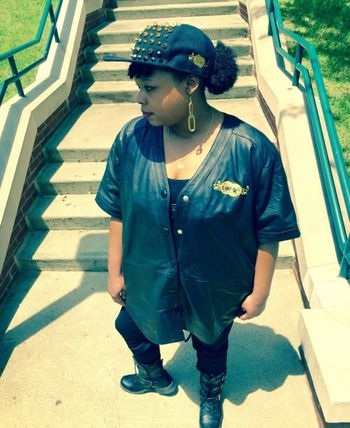 LADY SOUL CEO WEARING SOULFULL LEATHER BASEBALL JERSEY
