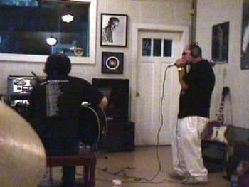 Bob Angell and Haronica Robert recording at the world-famous Sun Studio in Memphis. This is where everything began, people. A perilously heavy place.
