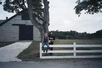 Sitting on the Fence: Kelly Knapp and  Bob Angell take a break during the recording of the "True-Tone" album.(Photo: Steve Rizzo)
