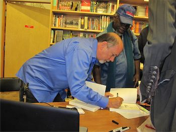 Steven Roby autographing My Gift Copy of "Becoming Jimi  Hendrix"  9-17-10
