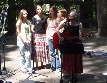 At the Oak Grove with Christy, Bethany, Marielle, and Dawn.  Photo by Roz Collins
