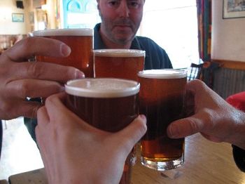 After moving in we proceeded to toast the tour with real ale
