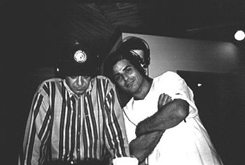 Bob Dellaposta & me in the studio...cowriters and pals.  In studio, recording VOLII, 1996.
