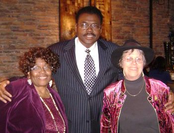 Darnel Johnson, owner of Chicago's Home of Chicken and Waffles in Evanston, welcomes the Barrelhouse Ladies for a Friday show, Jan. 25, 2013
