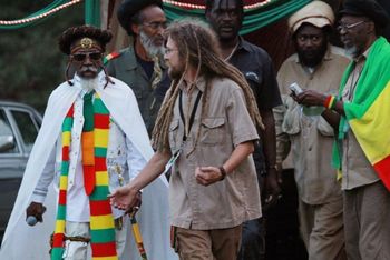 Bunny Wailer (Neville Livingston) and Ras Alan backstage
