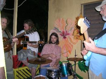 Ras Alan, Dennis, Skye and Zan on Neddy's porch
