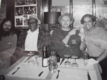 Early 1990s Le Dyck, Dunkerque, France (L-R: Pascal (soundman), Big Boy Henry, Dave Peabody, SCS)
