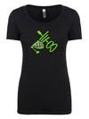 T-Shirt:  Ladies's Short-Sleeve Scoop w/ Bagpipes & Guitar Logo