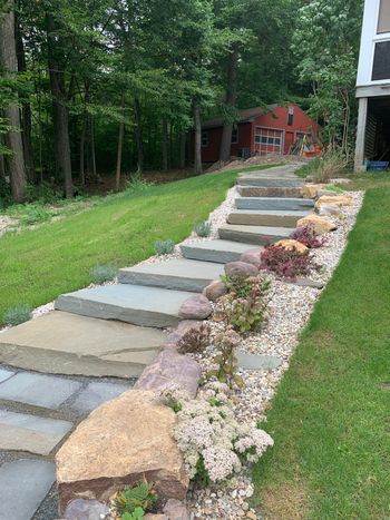 stone staircase made of bluestone slabs
