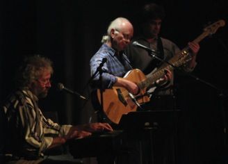 Paul Lee, Mel and Eric Luskin on stage at Mel's feature at The Center for the Arts in Natick
