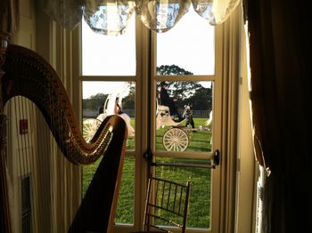 there's a Cinderella bride rolling by outside the door at Oheka Castle
